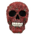 thumbnail image 4 of Day of The Dead Red Floral Roses With Green Petals Sugar Skull Figurine Decor, 4 of 9