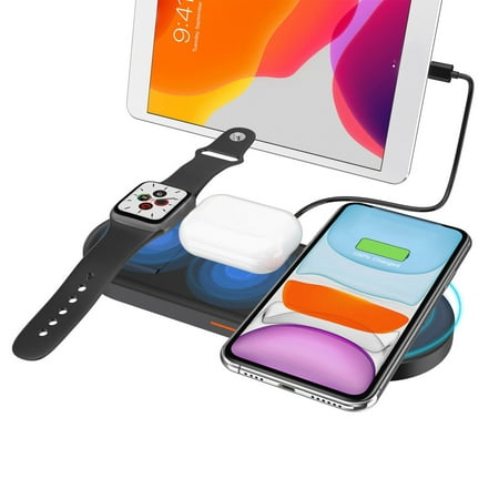 Usmixi Wireless Charger Flat Portable Multi-functional 3-in-1 Wireless Charger Fast For Watch Headphones Cell Phone Flash Deals