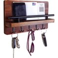 thumbnail image 1 of Key Holder for Wall and Mail Rack, Decorative Wooden Wall Rack for Keys, Letters, Bills - Pinewood Unique Industrial Decor, Perfect for Entryway, Kitchen (Brown, Large), 1 of 7