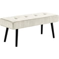 thumbnail image 3 of Entryway Bench - Beige Bench for Bedroom, Modern Ottoman End of Bed, Corduroy Padded Benches for Living Room, Foyer, Mudroom, Hallway - 39" L x 14" W x 17" H, 3 of 15