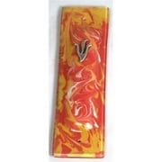 Judaica Kingdom TB-MEZ-S53 Tomato White and Golden Orange Marbled Mezuzah