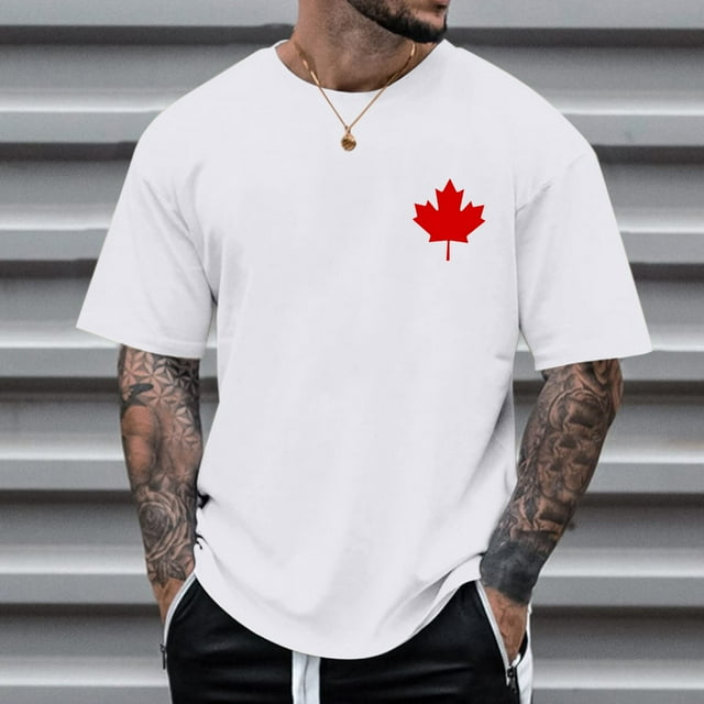 Men T Shirts for Men Casual Short Sleeve Round Neck Top with Distressed Partial Print and Spring Summer Style