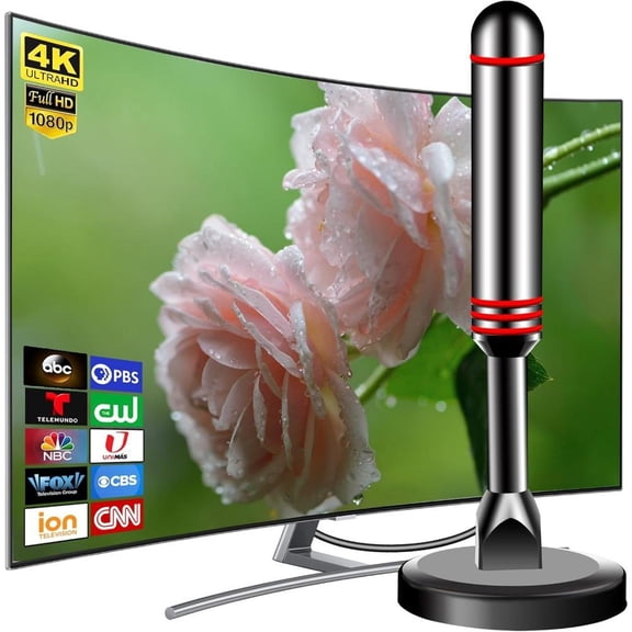Digital TV Antenna Indoor, 2025 HD Antenna for Smart TV with 3M Stick Base 360&Long Range Reception for Local Channels, Easy Setup Antena Without Cable