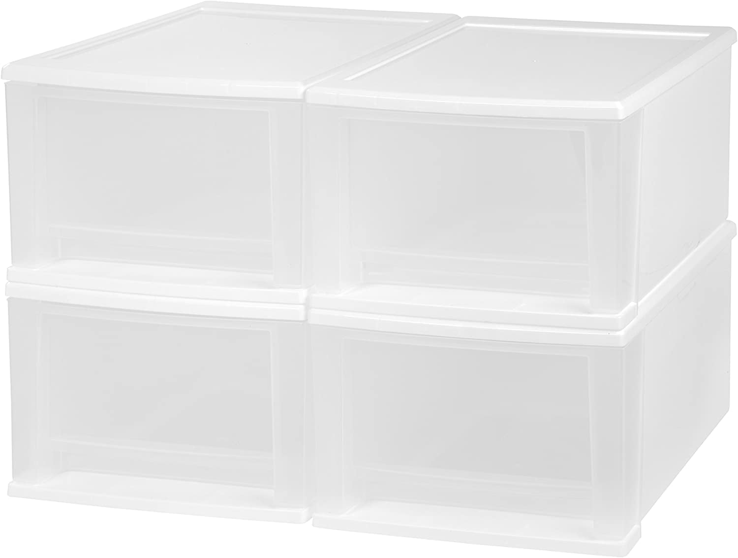 IRIS USA 17 Qt. Plastic Stackable Storage Drawers, Medium, 4 Pack