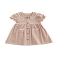thumbnail image 1 of Robe Col Poupée pour Bébé Fille Manches Courtes Fermeture à Boutons Robe Trapèze, 1 of 9