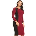 thumbnail image 2 of Lady's Color Block Contrast Midi Dress, Camel/Black, L, 2 of 4