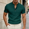 thumbnail image 3 of Henley Shirts for Men 2026 Summer Short Sleeve Casual Loose Waffle Plain Tshirts Polo Shirt with Chest Pocket, 3 of 5