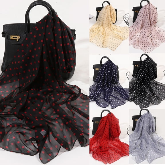 LXJHUAN Womens Polka Dot Silk Scarf 160×50cm Lightweight Soft Sheer Neck Scarf for Women Versatile Fashion Thin Wrap Bandana for Summer Daily Outfit Wedding Travel Gift White One Size