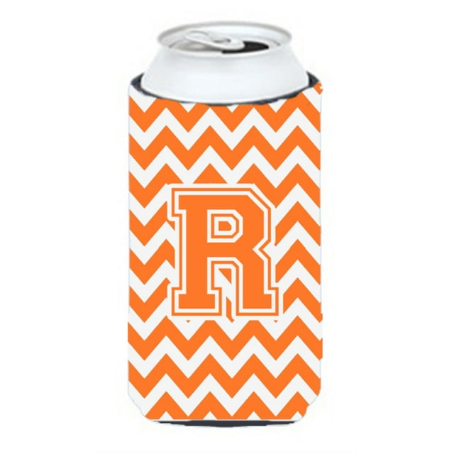 Hugger de bebida aislante Caroline's Treasures Letra R Chevron Naranja y Blanco CJ1046-RTBC
