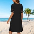 thumbnail image 5 of Xdegoge Short Sleeve Dresses for Women Crew Neck Casual A Line Dress Cut-Out Solid Color Trendy Summer Clothing Soft Lace Patchwork Loose Outfits, 5 of 8