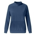 thumbnail image 4 of Women's Mock Neck Pullover Sweater Loose Fit Long Sleeve Casual Comfortable Everyday Top Dark Blue L, 4 of 6
