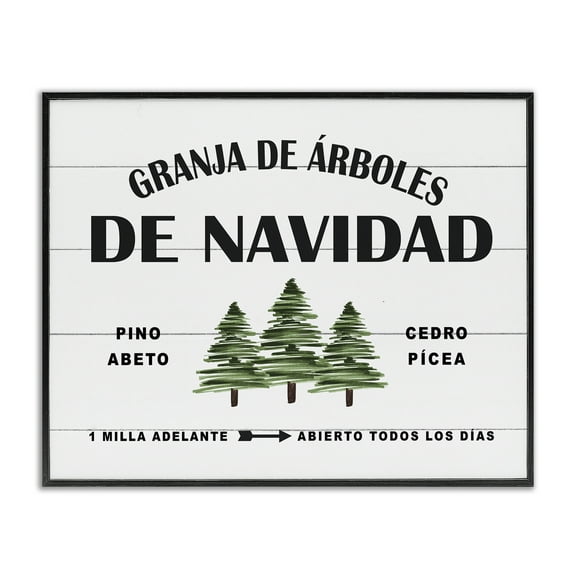 Stupell Industries Arboles De Navidad Holiday Painting Black Framed Art Print Wall Art, 14 x 11