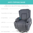 thumbnail image 5 of Best Choice Products Electric Power Lift Linen Recliner Massage Chair Furniture w/ USB Port, Heat, Cupholders - Blue, 5 of 8
