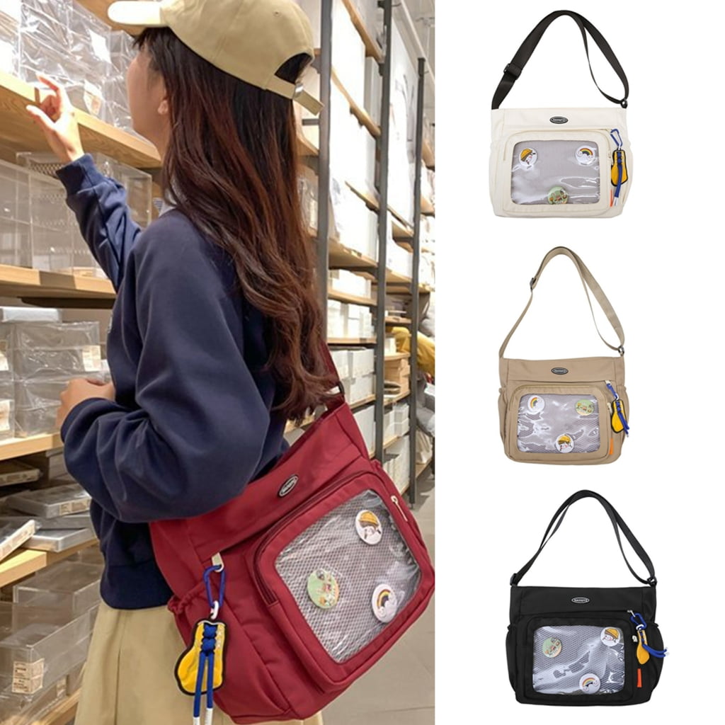 Osdhezcn Eye Catching Women's Ita Bag Japanese Style Cute Pin Display Bag Large Capacity Handbag Crossbody Purse