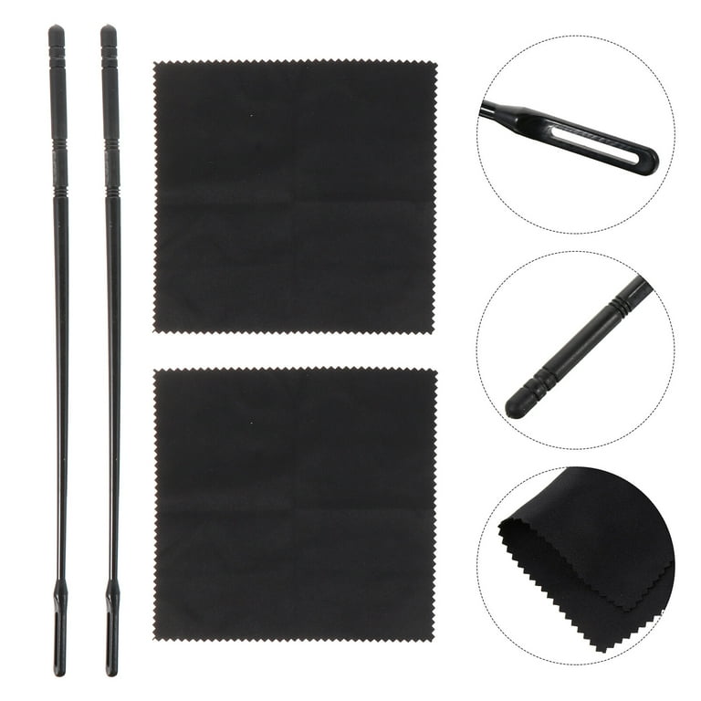4pcs Flute Cleaning Rod Cleaning Cloth Piccolo Cleaning Supplies (Black) 