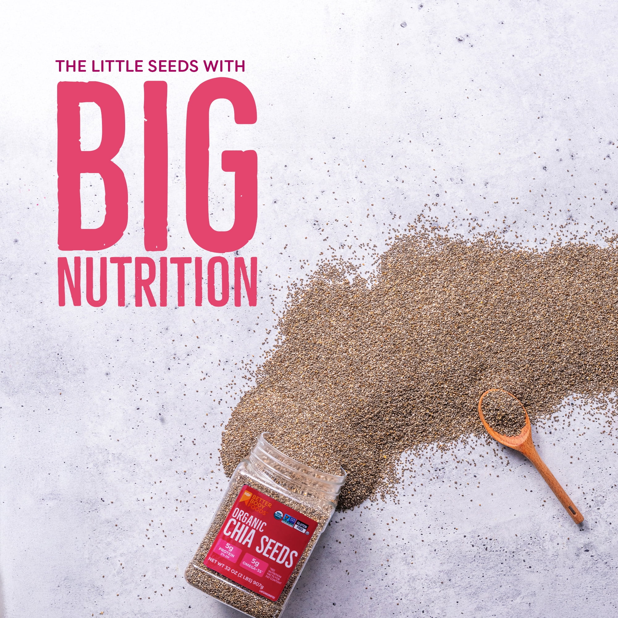 BetterBody Foods Organic Chia Seeds, 2.0 lb, 30 Servings