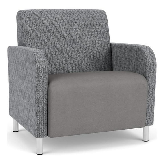 Siena Lounge Reception Oversize Guest Chair / Brushed Steel Legs / Gray / Gray