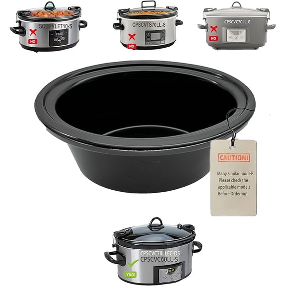 Slow Cooker Oval ceramic pot replacement, Compatible for Crockpot replacement stoneware Model: CPSCVC7OLLEC-DS& CPsCVC60LL-S, Only Match the one in the picture Don't buy for other models.