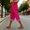 Hot Pink, variant on LEKODE Women's Linen Capri Pants Casual Straight Leg Drawstring Elastic Waist Cuffed Ankle Cropper Trousers with Pockets Blue L