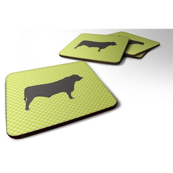 Black Angus Cow Green Foam Coaster, Set of 4