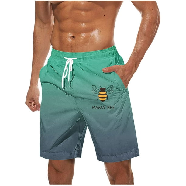 Pantalones Cortos Casuales para Hombre Imprimir con Bolsillos Pantalones de Playa de Cintura Elástica, Pantalones Cortos de Cintura Elástica para Hombre