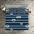 thumbnail image 2 of Ambesonne Navy Blue Quilted Coverlet 3 Pcs, Sailor Knots Marine, King Size, White and Blue, 2 of 2