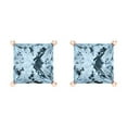 thumbnail image 3 of Clara Pucci 3Ct Natural Aquamarine Princess Cut VVS1 Screw Back Stud 18k Solid hypoallergenic Gold Designer Earrings For March, 3 of 7