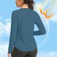 thumbnail image 6 of Women's UPF 50+ Sun Protection Hoodie Jacket Women's solid color round neck casual top, long sleeve, thumb sleeve sun protection shirt/shirt Navy XXL, 6 of 8