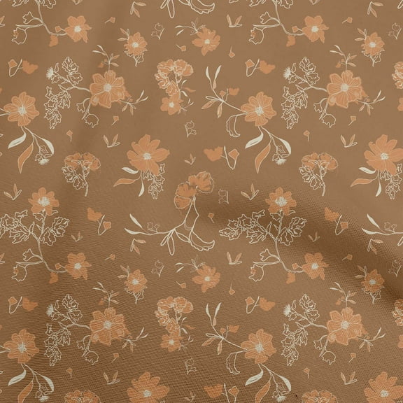 oneOone Polyester Spandex Orange Fabric Floral & Quilting Supplies Print Sewing Fabric By The Yard 56 Inch Wide