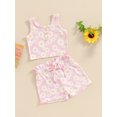 thumbnail image 3 of FEORJGP Kids Little Girls Shorts Set 6M 12M 18M 2T 3T 4T Toddler Baby Sleeveless Vest Camisole Flower Print Crew Neck Tank Top and Shorts Infant Fashiummer 2-piece Floral Outfit for Vacation, 3 of 7