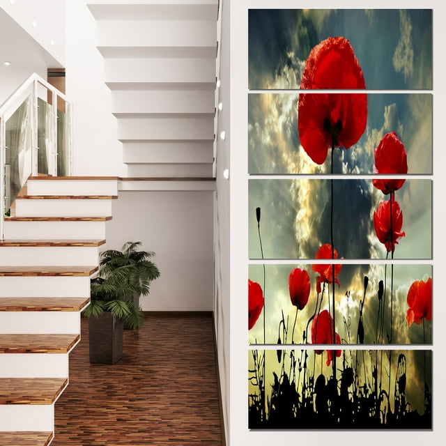 Poppies sur Fond d'Orage - Impression sur Toile Florale