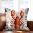 thumbnail image 2 of Marine Life Throw Pillow Cover Red Lobster Shell Seaweed Cotton Linen Cushion Cover Throw Pillow Case with Invisible Zipper for Couch Sofa Bed Chair Car 24x24 Inch, 2 of 11