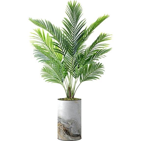 Artificial Palm Tree in Modern Planter, Fake Areca Tropical Palm Silk Tree for Indoor Outdoor Home Decoration - 57" Overall Tall (Plant Pot Plus Tree)