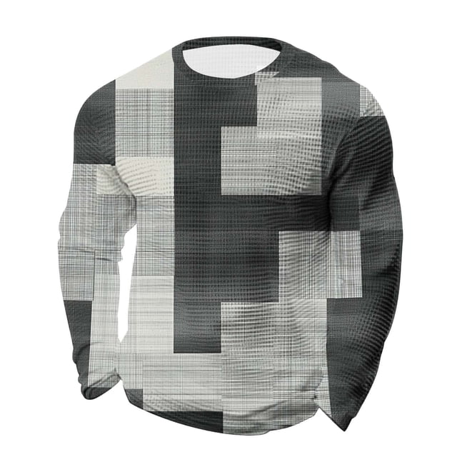 Chemises à Manches Longues pour Hommes Travail pour Hommes Décontracté Mode Urbaine Imprimé Quart de Fermeture Éclair Polyester Col Rond Haut avec 1