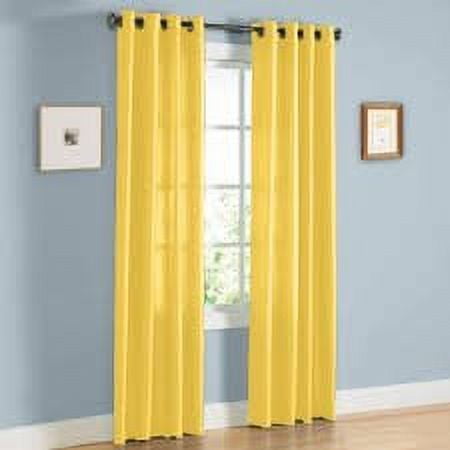 1 Panel HM Solid Yellow Faux Silk Light Filtering Window Curtain with Bronze Grommest 55" width x 63" length