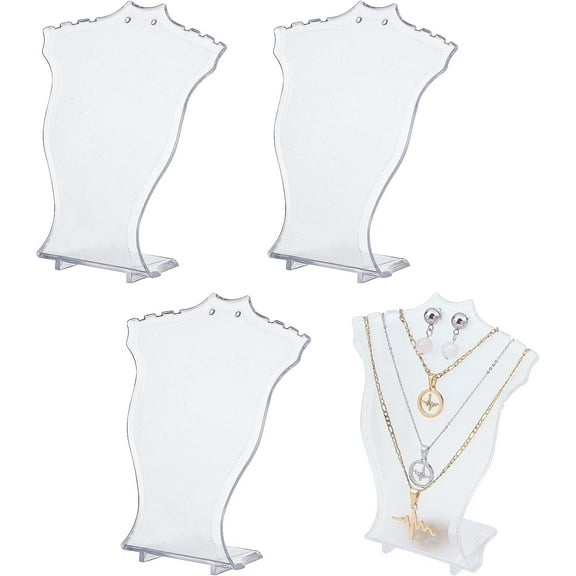 4 Pcs Jewelry Necklace Displays Clear Bust Display Stand Plastic Jewelry Display Holder