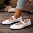 thumbnail image 4 of Avrnliq White Square Toe Flats for Women Mary Jane Style Comfortable Work & Casual Shoes Adjustable Buckle Strap PU Faux Leather,Size 43, 4 of 9