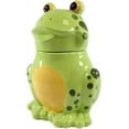 Ebros Whimsical Froggie Croak The Green Spotted Frog Ceramic Cookie Jar