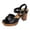 2Black, variant on High Heeled Sandals for Women Square Open Toe Cork Heels Soft Leather Comfortable Arch Support Ankle Strap Pumps Dress Shoes Black Size 7