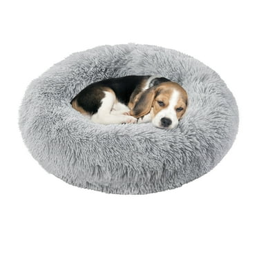 Onekawa Round Dog Bed for Small Dogs, Calming Washable Small Pet Bed, 24" Anti-Slip Soft Fluffy Plush Large Cat Bed for Small & Medium Dog