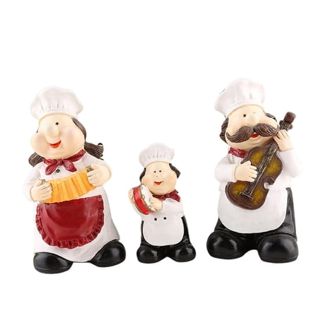 TISHITA 3Pcs Chef Statue Figurines Sculpture Resin Ornaments Kitchen Housewarming Gift Decoration Decorative Model for Dinning Room Home Shop Coffee
