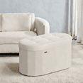 thumbnail image 5 of LEDREM 30" Foldable Storage Ottoman Bench, Velvet Fabric Ottoman with 2 Internal Dividers, Footrest for Bedroom Living Room, Cream White, 5 of 7