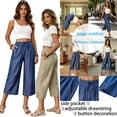 thumbnail image 6 of Gtoiithly Women's Casual High-Waisted Loose-Fit Jeans | Stylish Tencel Denim Capris with Pockets and Drawstring Waist BU2 L, 6 of 6