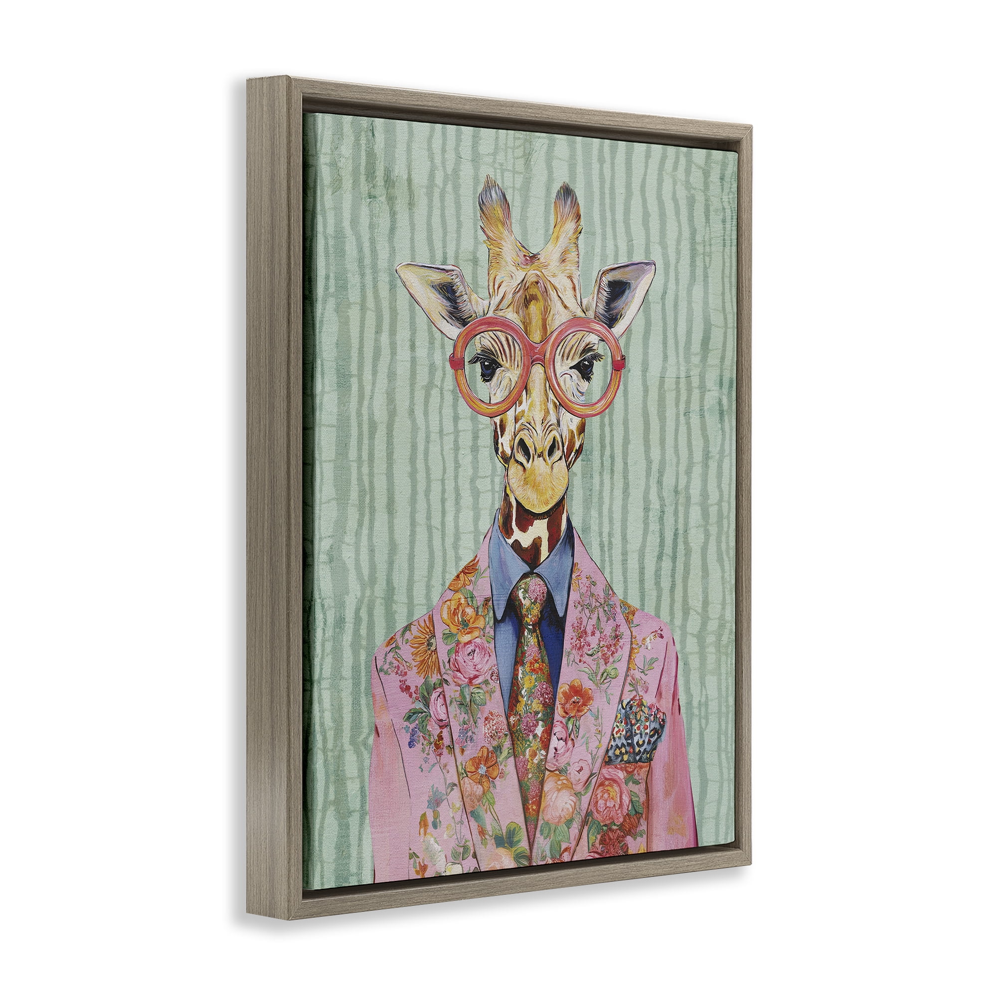 Stupell Industries Tall Stylish Giraffe Brown Framed Floater Canvas Wall Art, design by Svetlana Aleynikova