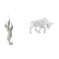 thumbnail image 1 of Escultura de toro con plumas, estatua moderna de resina, colección de arte, artesanía, figura decorativa para chimenea, gabinete de oficina, entrada,, 1 of 8