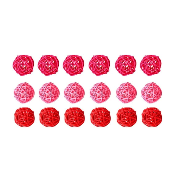 2 Inch Wicker Rattan Balls Decor Set - Red/Pink/Rose Red, Lightweight - for Valentines Day, Wedding, DIY Crafts - Vase Fillers, Wall Hanging, Table Centerpieces