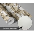 thumbnail image 6 of S4Sassy Removable Nature-inspired Waterproof Wall Wrap, Textured Finish Wallcover, Abstract Lily Mosaic Contact Paper for Walls,Dresser, Self Adhesive Vinyl Wallpaper Roll- Beige (25"x240"), 6 of 9