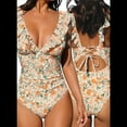 thumbnail image 2 of Traje de Baño de una Pieza con Volantes para Mujer, Cuello en V, Cordones, Color S, 2 of 6