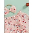 thumbnail image 5 of Baby Girls Christmas Romper Santa Gingerbread Long Sleeve Ruched Bodysuit Headband Set Newborn Fall Winter Clothes, 5 of 8
