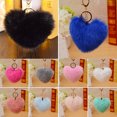 thumbnail image 3 of Naierhg 10cm Faux Fur Ball Pompom Heart Shape Car Phone Keychain Handbag Key Ring, 3 of 8